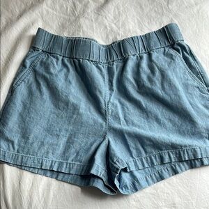 J. Crew Chambray Shorts Elastic Waistband Casual Fit